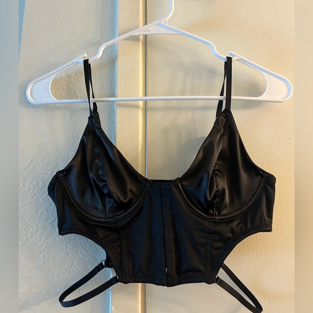 black leather corset tank top